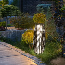 Load image into Gallery viewer, STRICKLAND HOME 31&quot; Solar Powered Wicker Floor Lamp, Solar Lantern, Outdoor Floor Lamp
