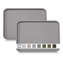 Load image into Gallery viewer, LFCONNECT Boot Tray for Entryway Indoor, Heavy Duty Shoe Mat Tray 2 Packs, 16.7&quot;x12.8&quot; Waterproof Shoe Tray with Raised Edge, Outdoor Multi-Purpose Tray for Boots, Shoes, Garden
