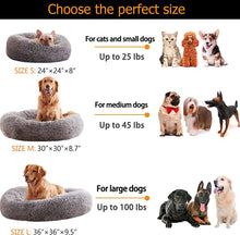 Load image into Gallery viewer, LFC PETS Calming Dog Bed Anti-Anxiety Donut Dog Beds for Small Medium Large Dogs, Washable Plush Fluffy Indoor Cat Kitten Round Cuddler Cushion (24”30”36” inch)
